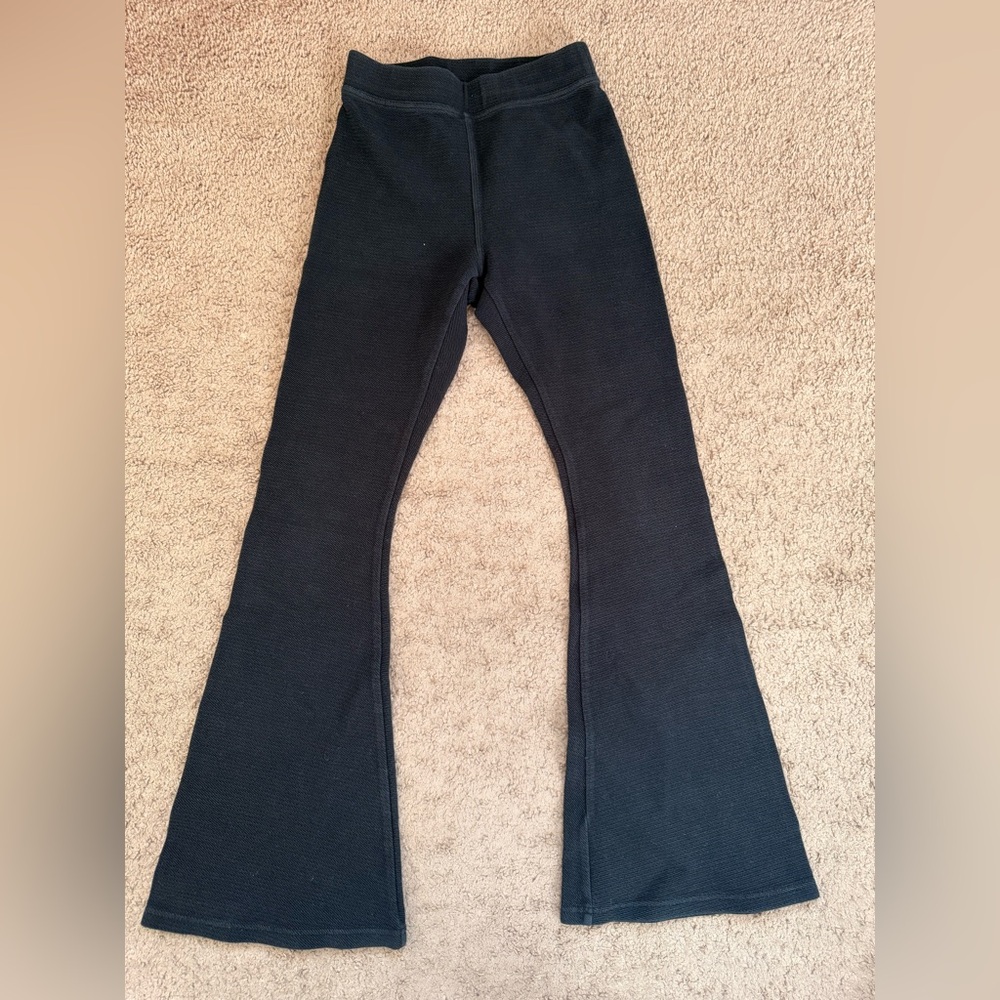 Rib Black Flare Pants
